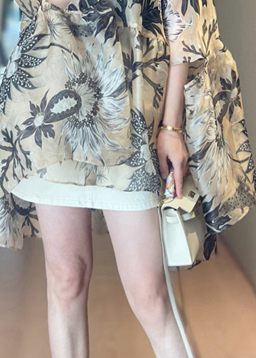 Print Cotton O-Neck Fall Shirts Loose