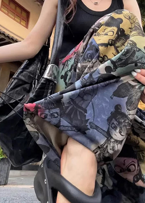 Cotton Summer Loose Pockets Drawstring Print Pants