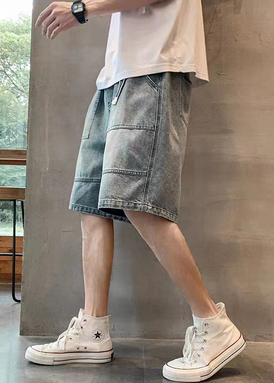 Modern Blue Pockets High Waist Denim Men Shorts Summer YL026