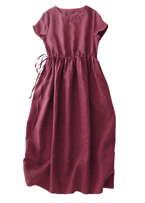 Long Linen Cinched Summer Dress Modern Mulberry