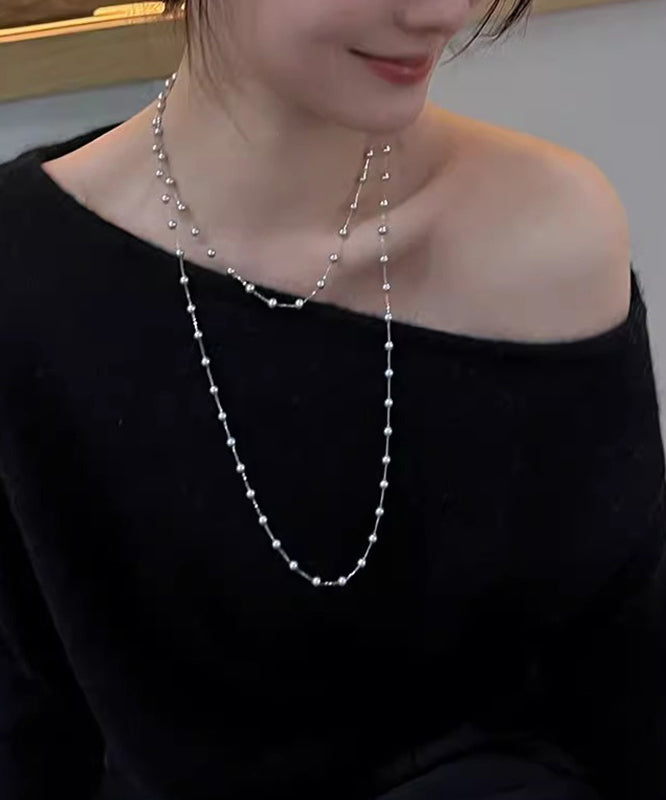 Modern White Babysbreath Crystal Pearl Gratuated Bead Necklace GEM589