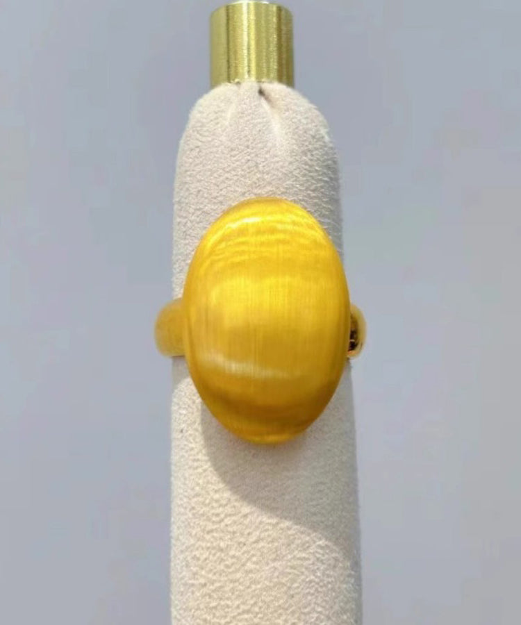 Moderne Ringe in Eiform aus 14 Karat Gelbgold QI058