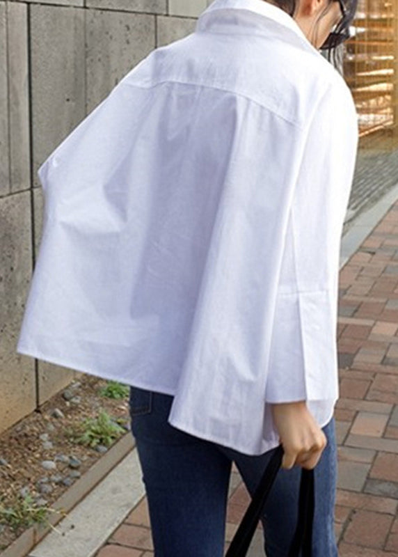 Spring White Solid Collar Peter Natural Pan Shirts