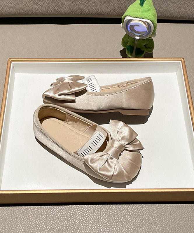 Splicing Bow New Apricot Girls Shoes Flat