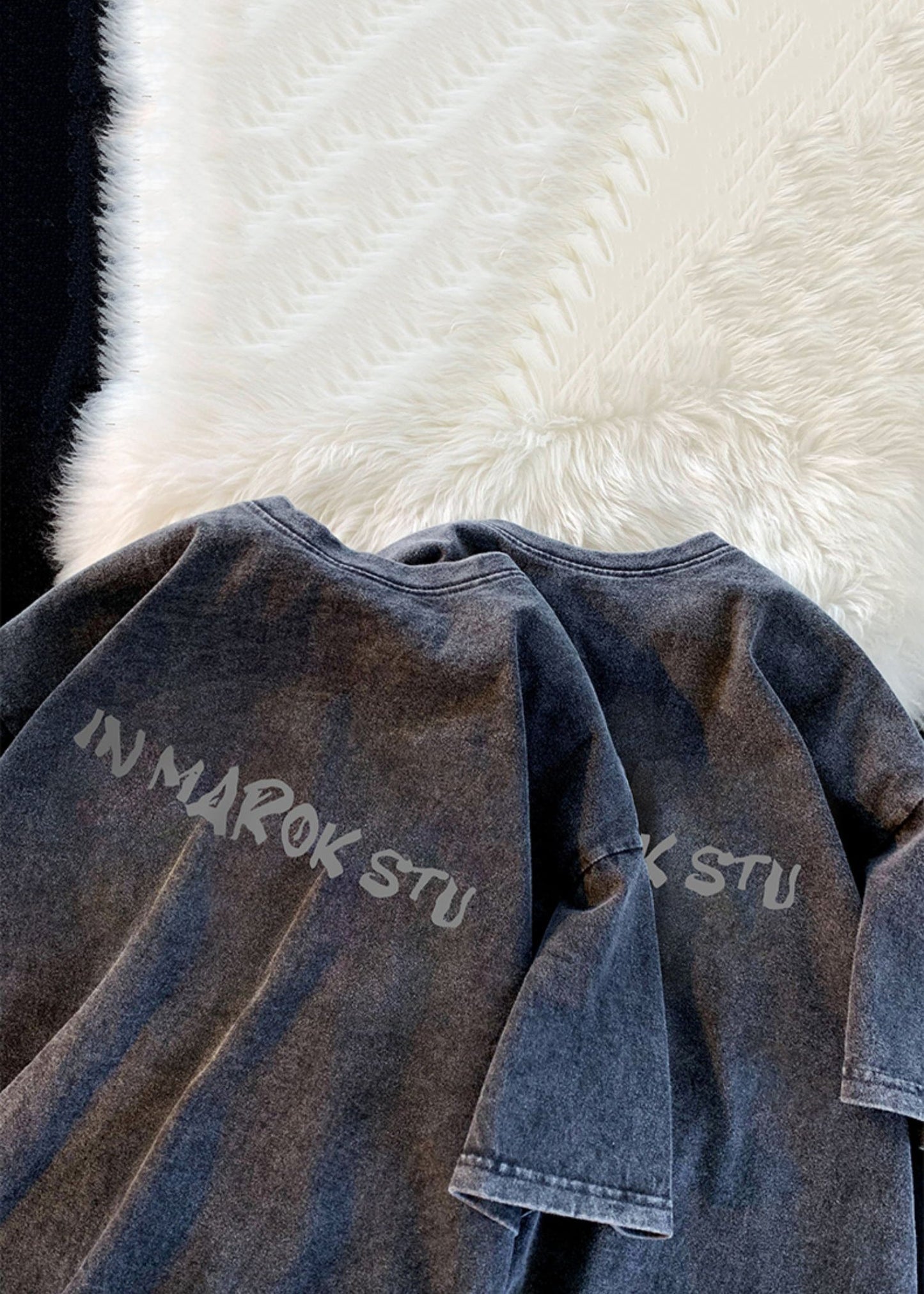 New Black O Neck Print Loose Denim Men T Shirts Summer YL005