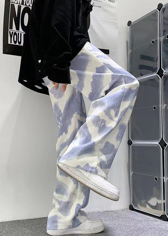 Black Oversized Casual Clothing Mens Dye New Pants Cotton Tie