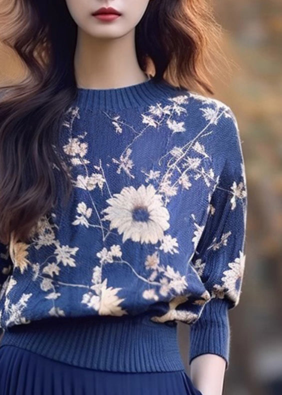Neu Blau O Hals Gemütliche Dicken Strick Pullover Winter WK017