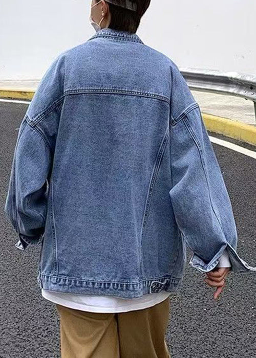 Button Denim New Collar Pan Peter Coat Spring Blue Men Pockets