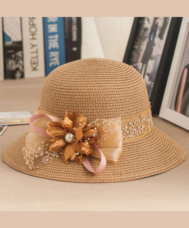 Woven Floral New Floppy Rose Sun Hat Straw