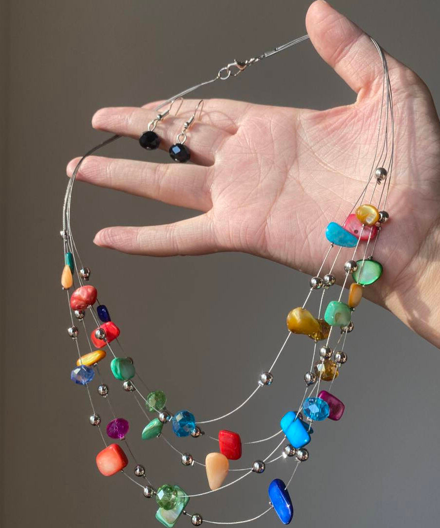 Layered Shell Multicolor Novelty Alloy Holiday Princess Necklace