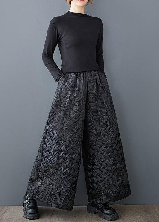 Original Leg Oversized Summer Jacquard Wide Design Pants Black
