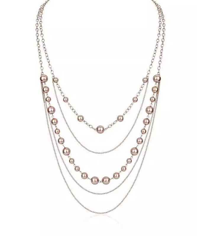 Alloy Double-Layer Pearl Lariat Original Necklace Gold