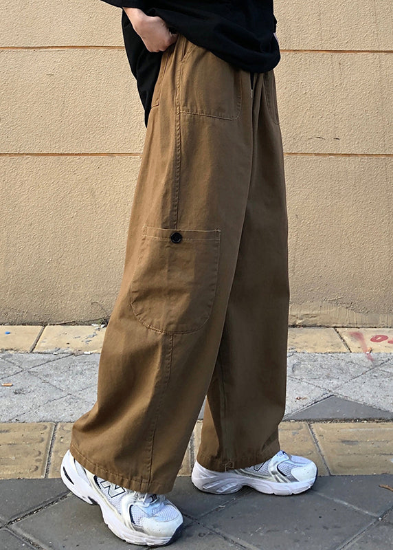 Summer Pockets Pants Size Men Plus Khaki Solid Cotton