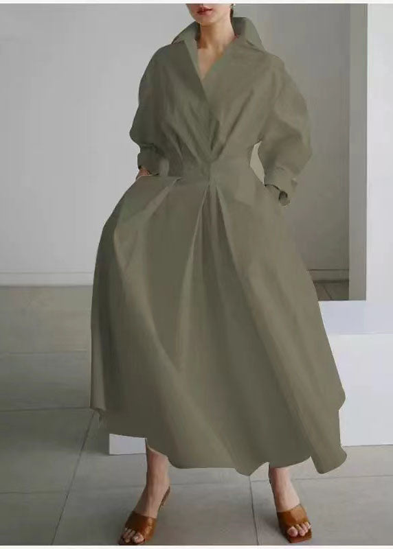 Green Fit Cinched Size Maxi Silm Spring Dresses Tea Plus