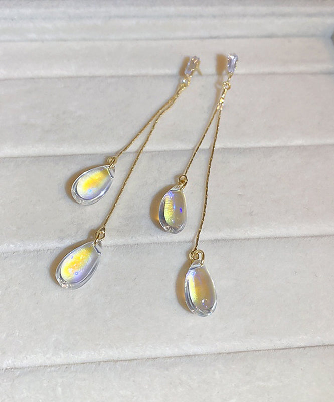 Water Regular Earrings Gold Copper Resin Tassel Drop Zircon