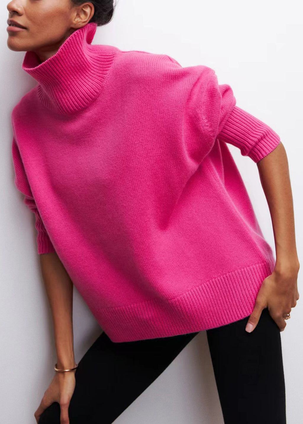 Rose Cozy Thick Turtleneck Sweaters Knit Spring