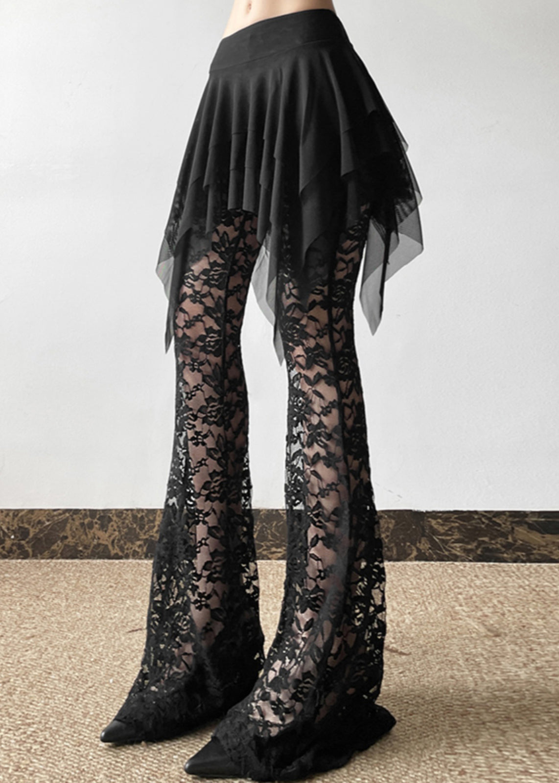 Sexy schwarze Schlaghose mit Patchwork-Muster, Sommer AL1040