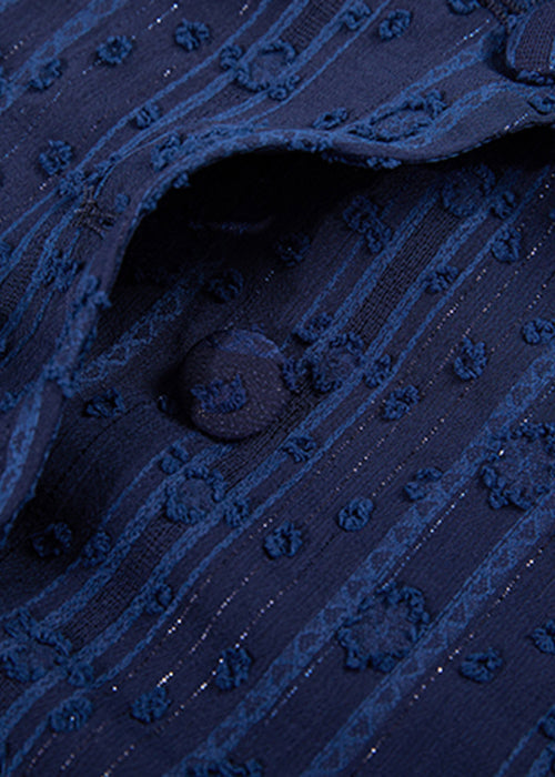 Blue Shirt Peter Fit Pan Summer Button Chiffon Slim Collar