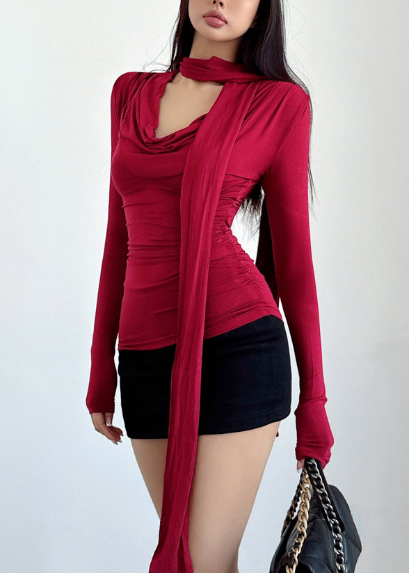Slim Fit Braun Rollkragen Einfarbige Baumwolle T-Shirts Herbst AL1054