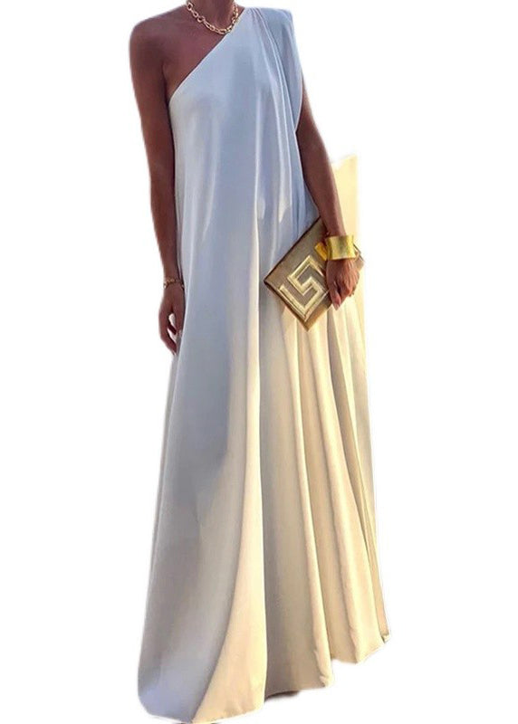 Shoulder Summer Black Dresses Party One Style Cotton Long