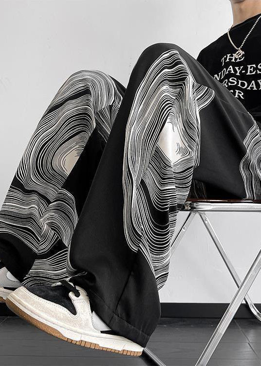 Mens Oversized White Cotton Style Spring Pants Print