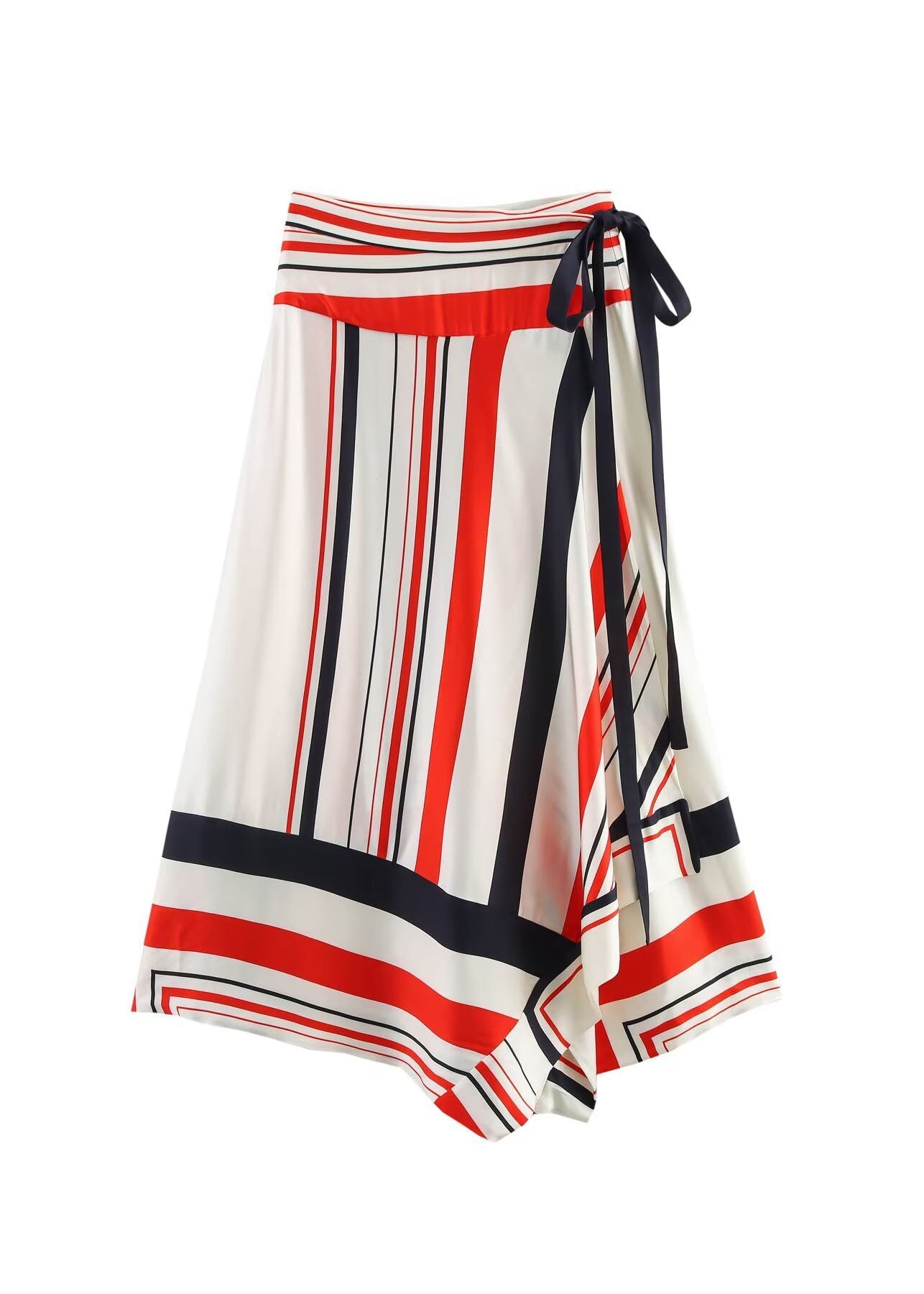 Set Two Design Summer Asymmetrical Silk Stylish Striped Pieces