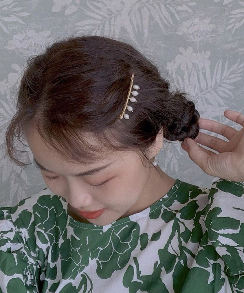 Stylish Gold Pearl Drop Copper Water Overgild Hairpin Tassel