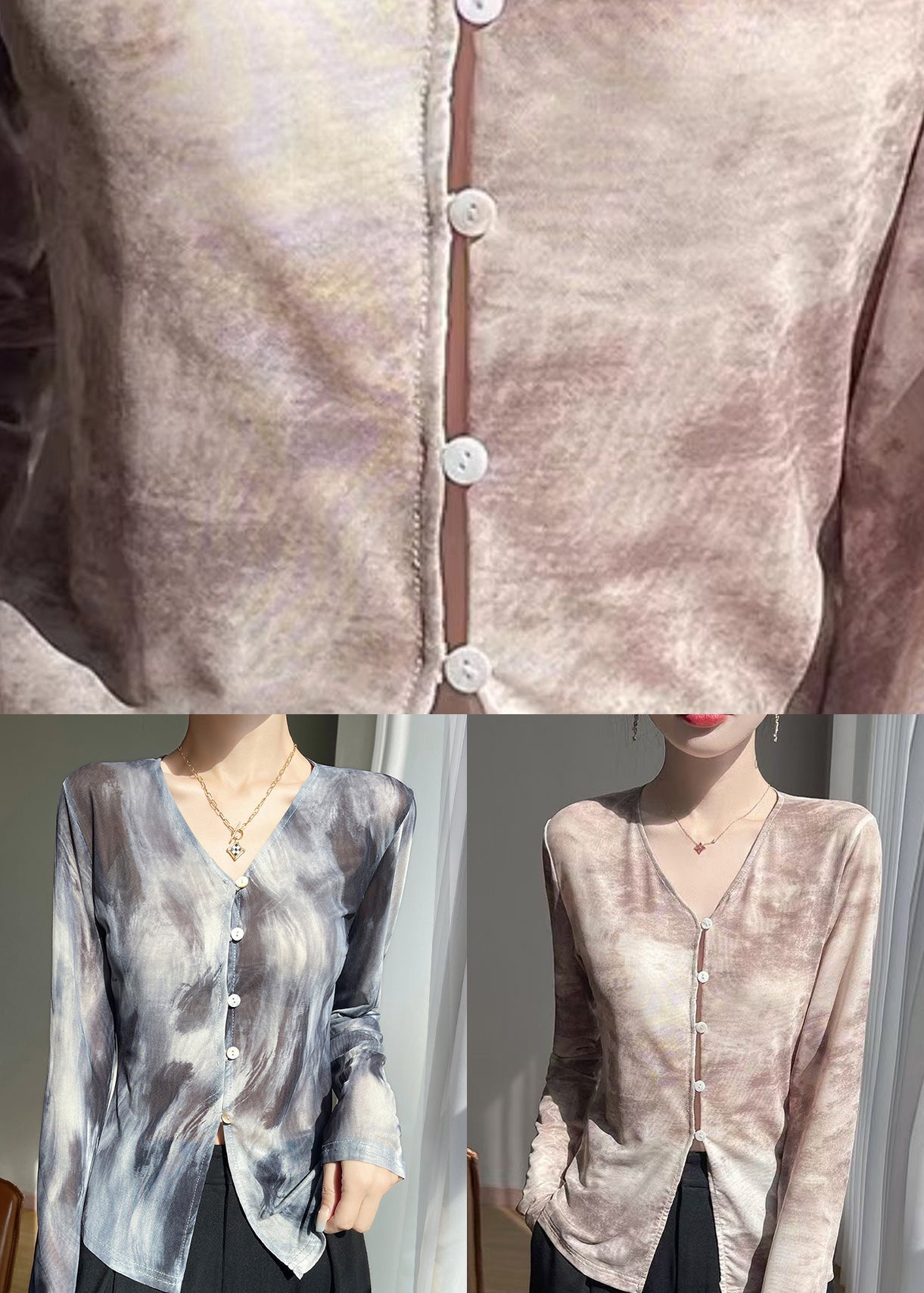 Shirt Tulle Fall Print Grey V Neck T Stylish