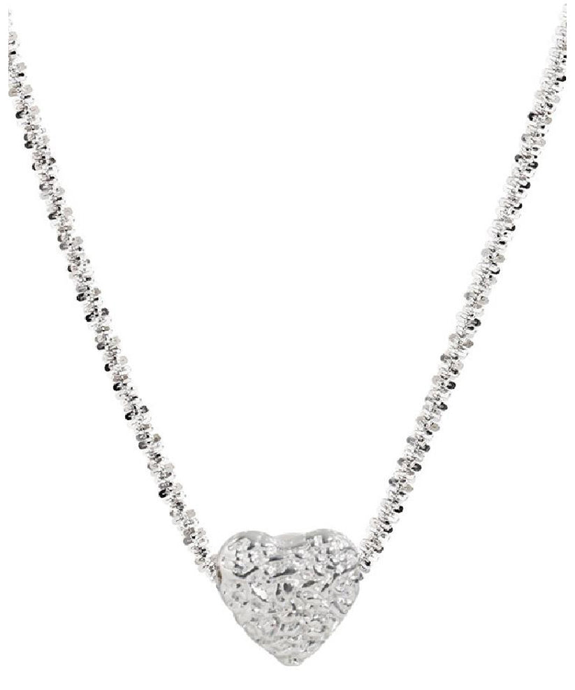 Stylish White Sterling Silver Chain Love Pendant Necklace PO006