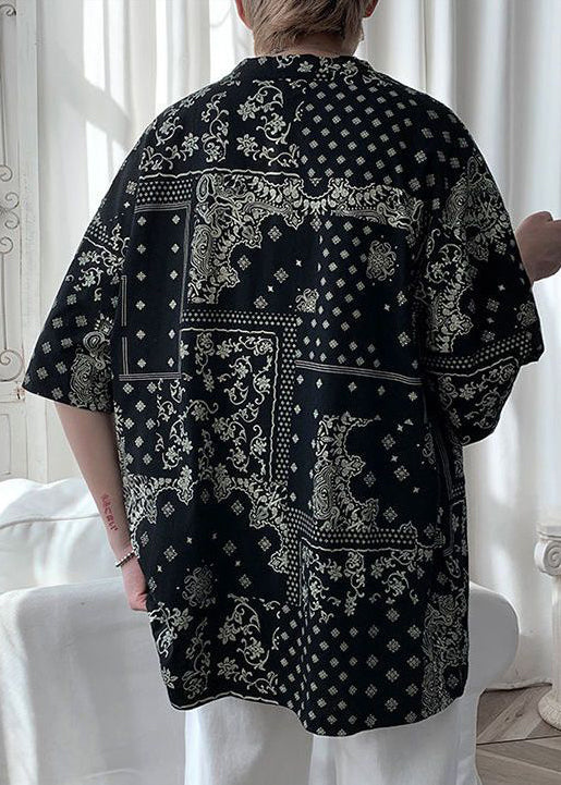 Unique Men Original Cotton T Black Half Print Shirts Design