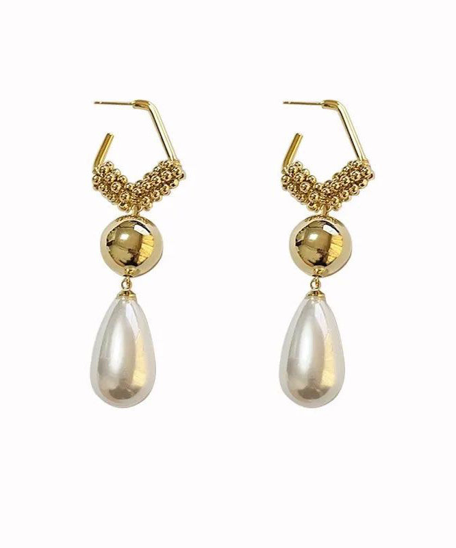 Gold Unique Pearl Overtild Tassel Sterling Earrings Drop Silver