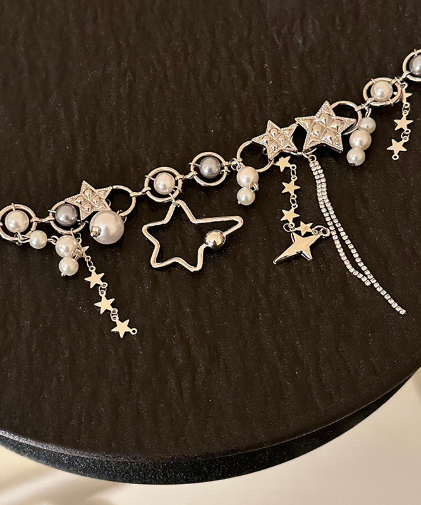 Einzigartige Taillenkette mit Sternquaste aus weißem Metall PO064