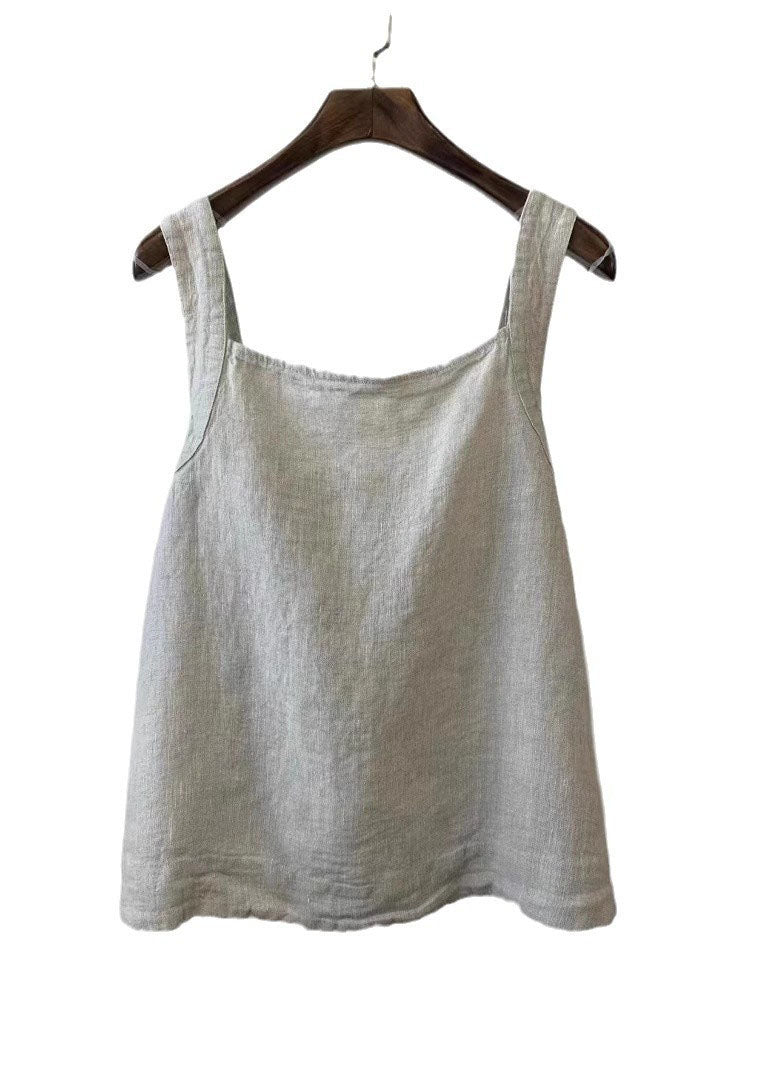Waist Tie Vintage Back Linen Summer Vest