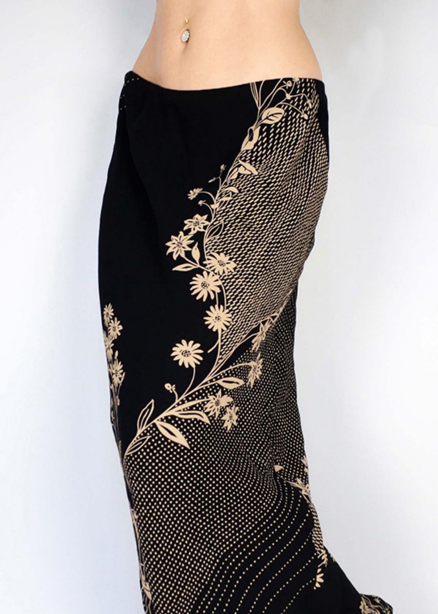 Cotton Skirt Original Vintage Plaid Design Black Summer