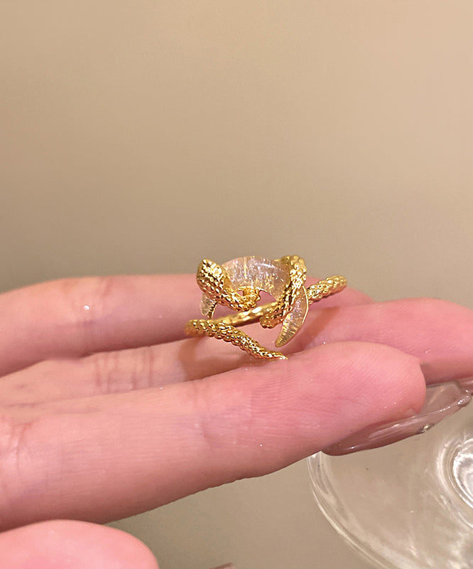 Vintage Rings Gold Serpentine Safety Copper Buckles Alloy