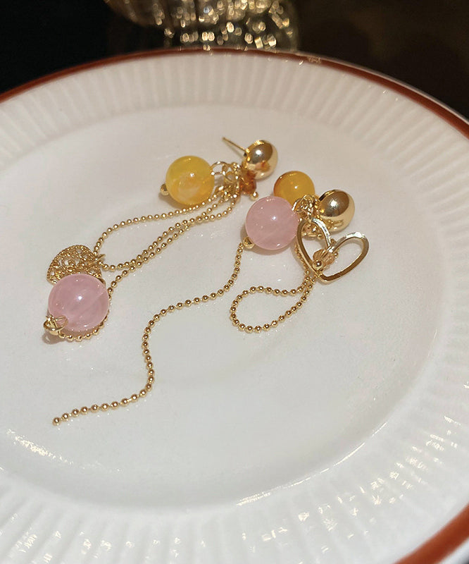 Copper Vogue Gold Tassel Earrings Crystal Resin Drop Love