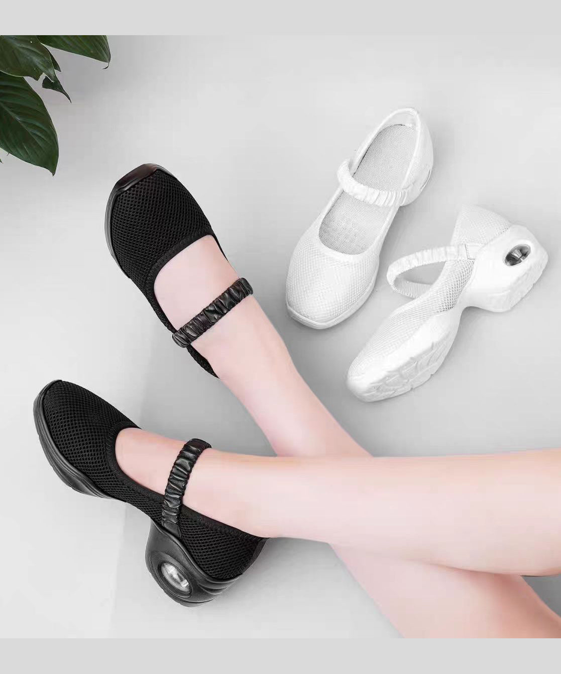 Buckle Sport Mesh Breathable Shoes White Chunky Strap