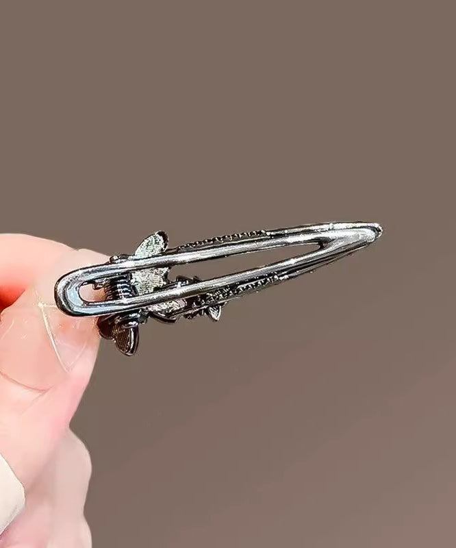 Women Zircon Butterfly Alloy Coloured Hairpin Black Glaze