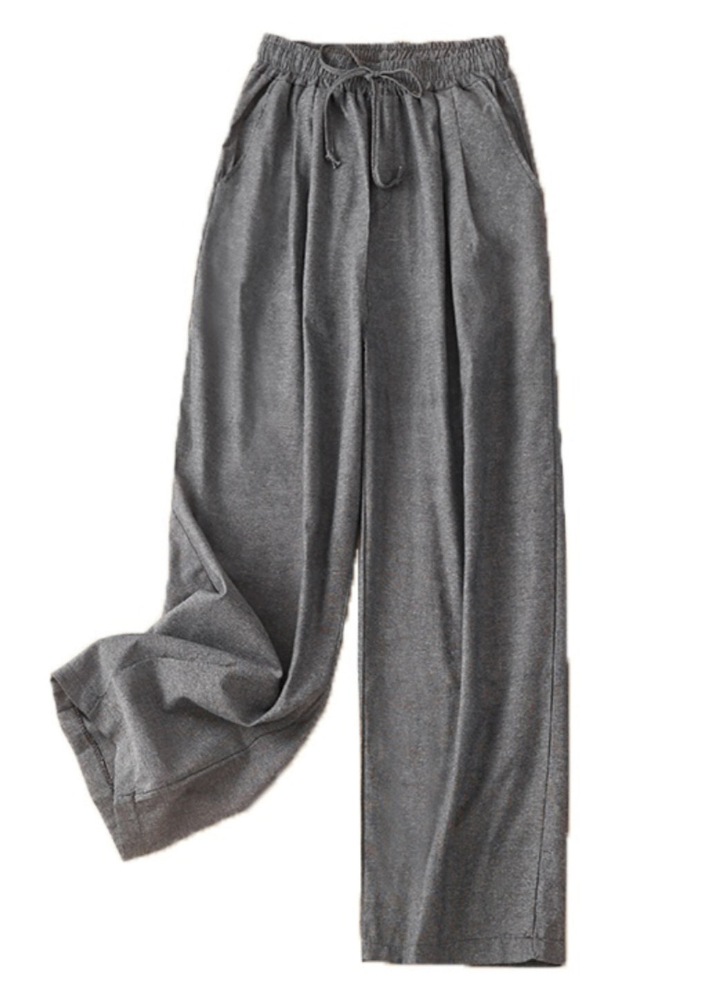 Spring Women Linen Khaki Waist Pants Elastic