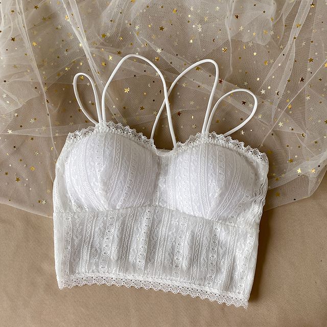 Cropped Lace Camisole with Plain Design