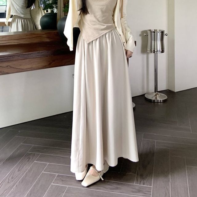 Asymmetrical Cami, V-Neck Cardigan & Maxi Skirt Set