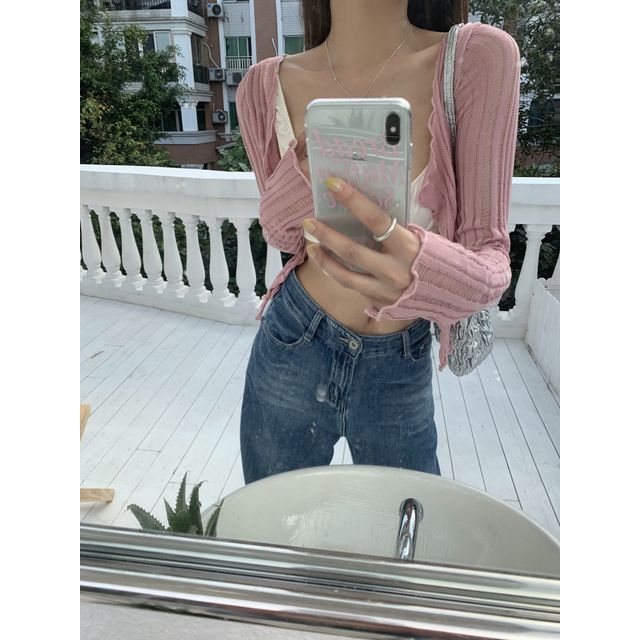 Striped Lightweight Crop Cardigan