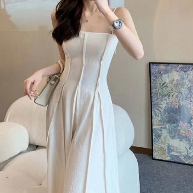 Thin Strap Plain Maxi A-Line Dress