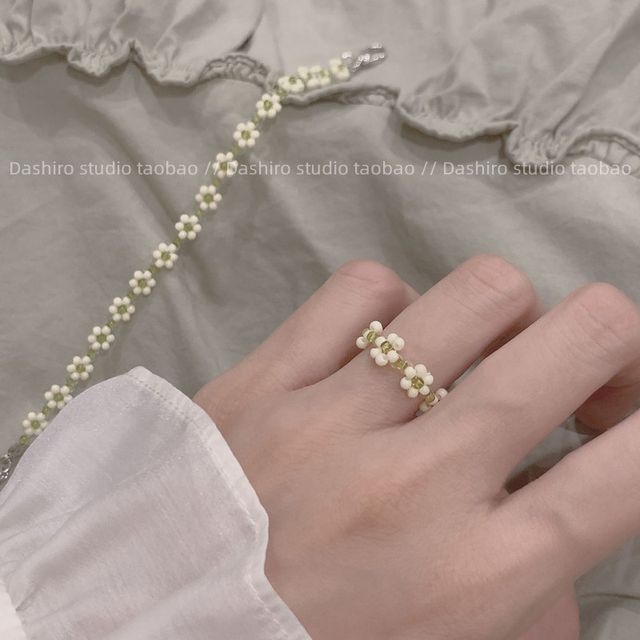 Acrylic Set / Ring Floral Bracelet