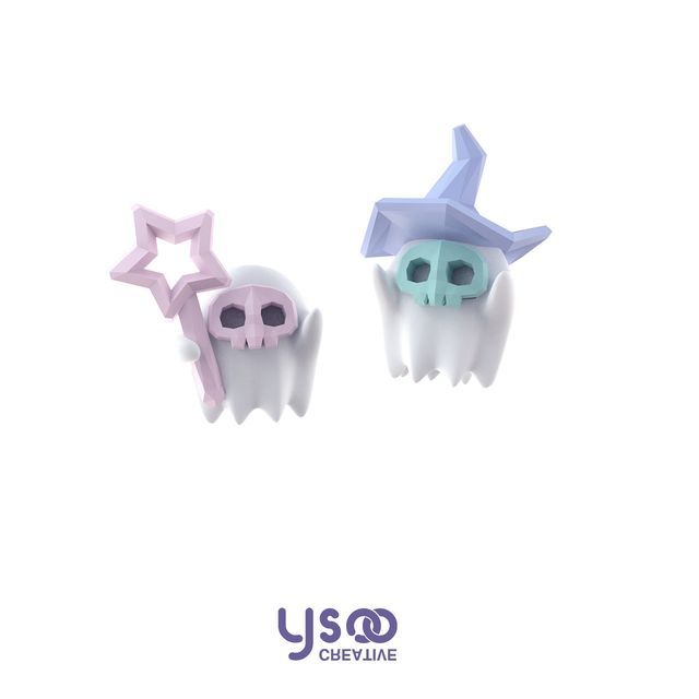 ) Designs Halloween Silver Ghost ( Sterling Stud Various Earring