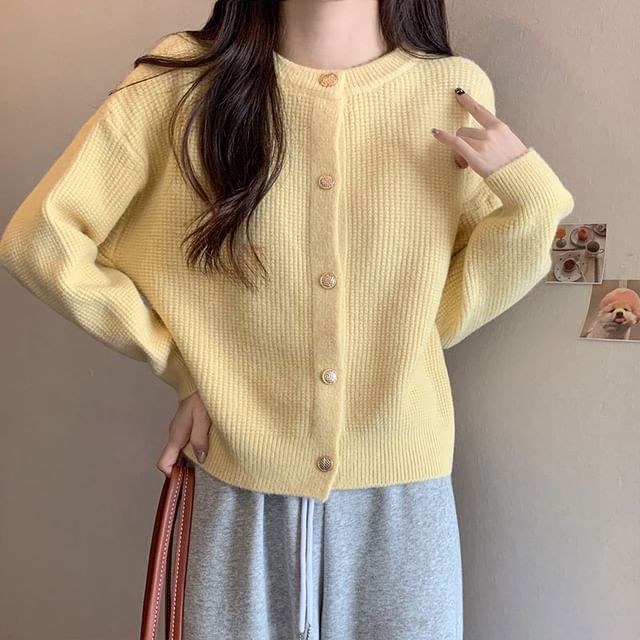 Crew Neck Knit Cardigan