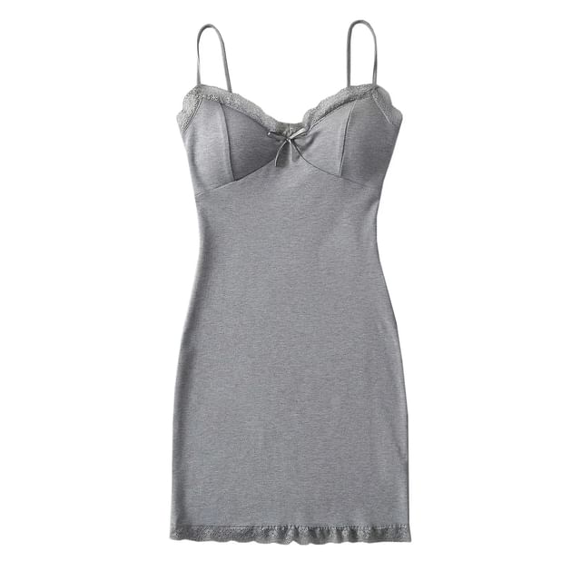 V-Neck Lace-Trim Mini Bodycon Dress