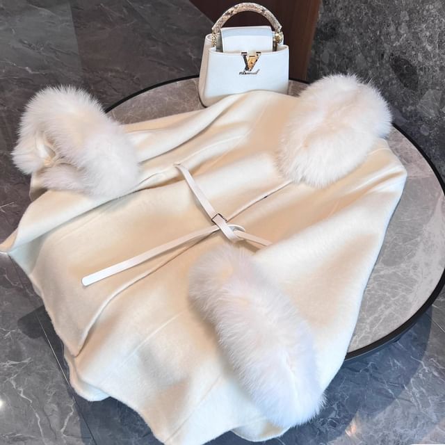 Faux Fur Collar Woolen Coat