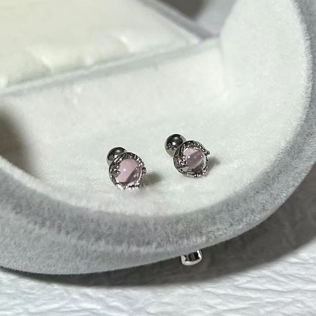 Faux Barbell Gemstone Silver Sterling Earring