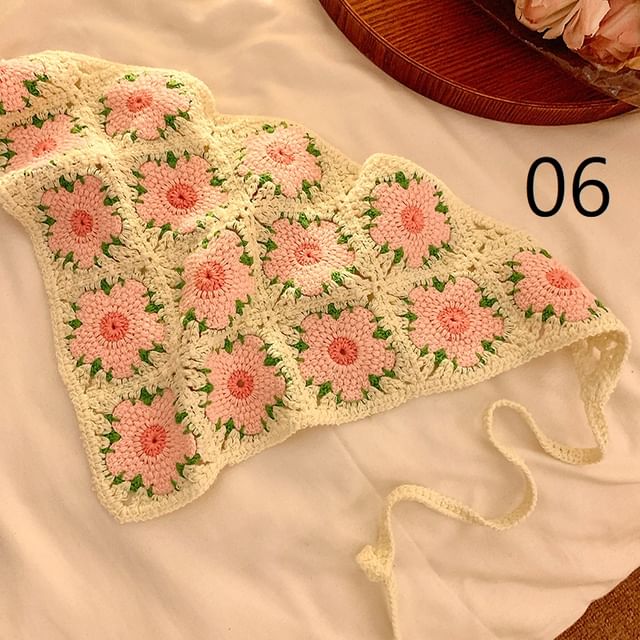 Floral Lace Crochet Scarf